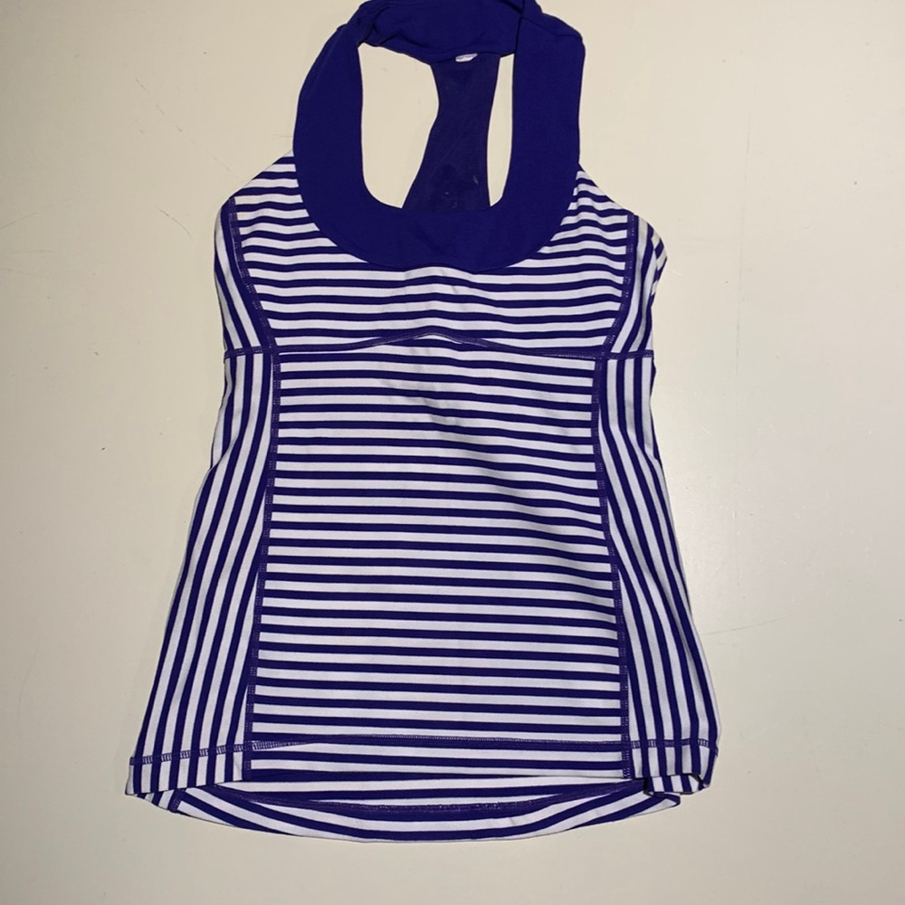 Lululemon workout top XS in purple and white stripes